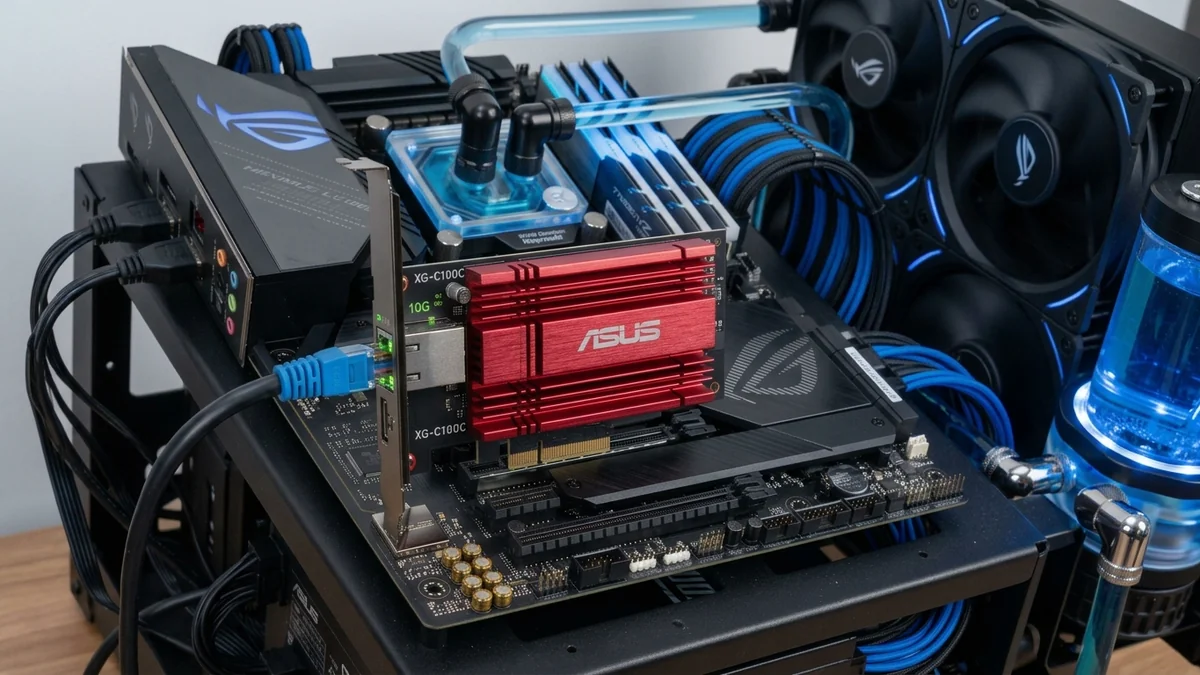 ASUS XG-C100C 10G PCIe Adapter Review: Red Heatsink & Marvell AQtion Performance