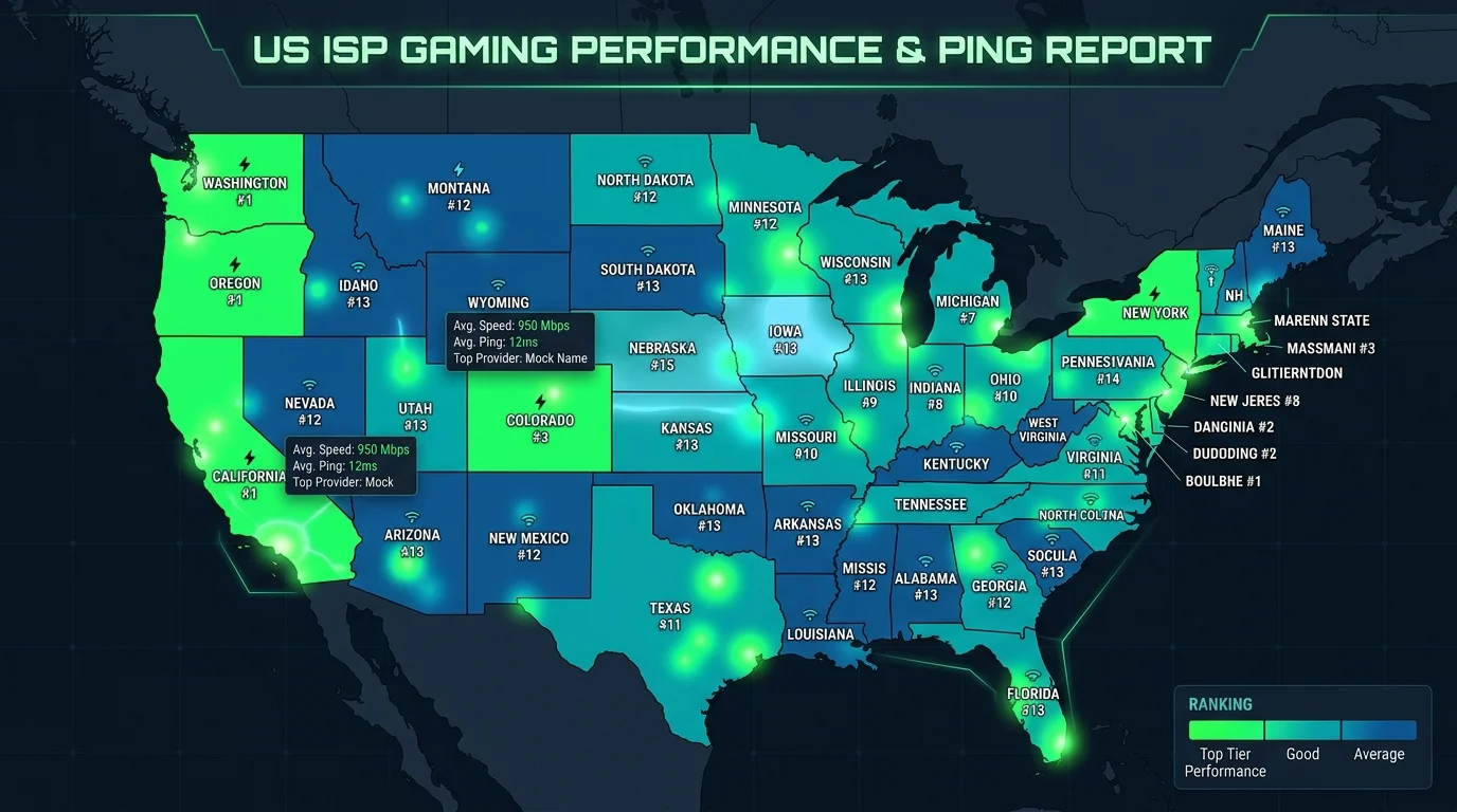 Best Gaming ISP by US State: 2026 Rankings