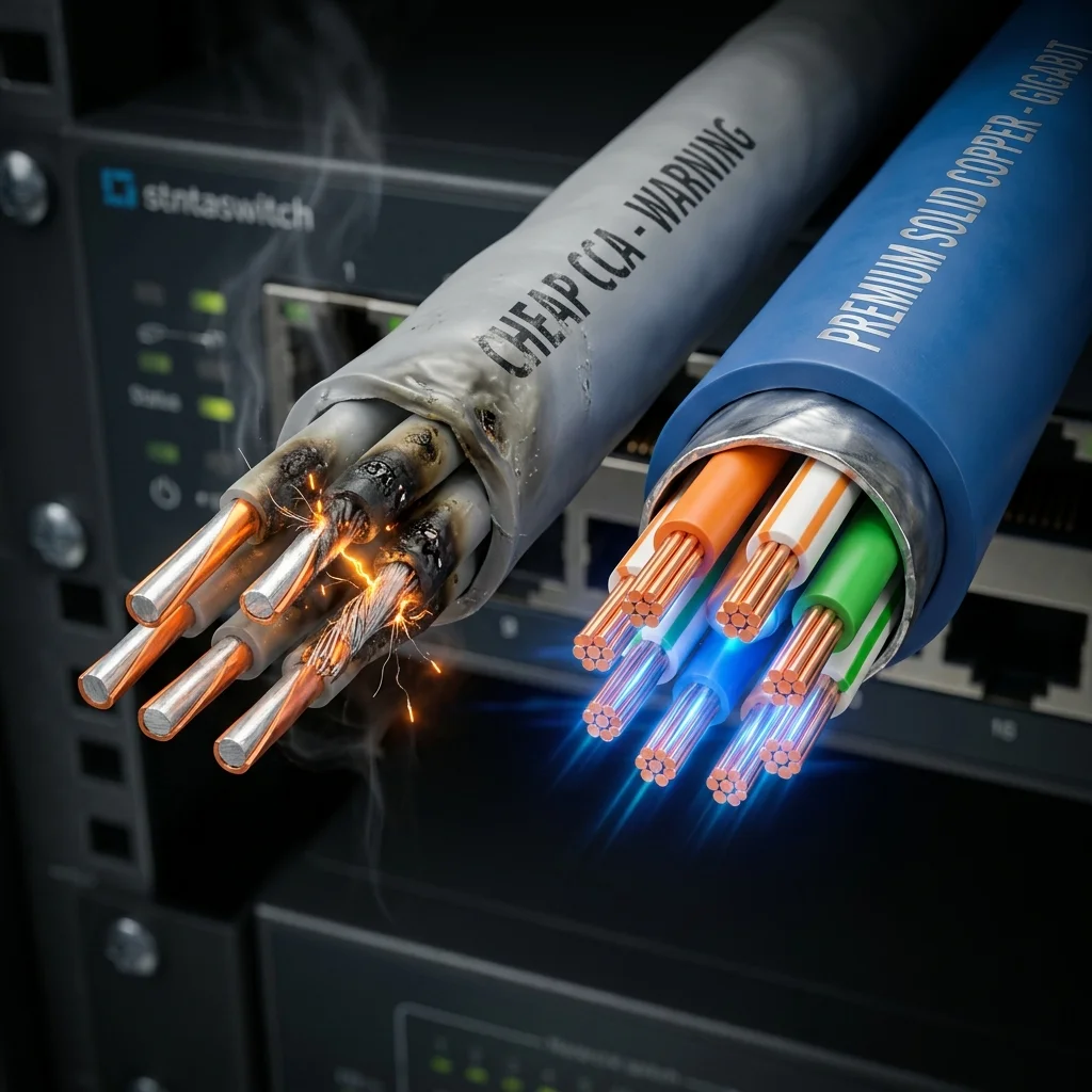 The Hidden Cost of Cheap Ethernet Cables (CCA vs. Pure Copper)