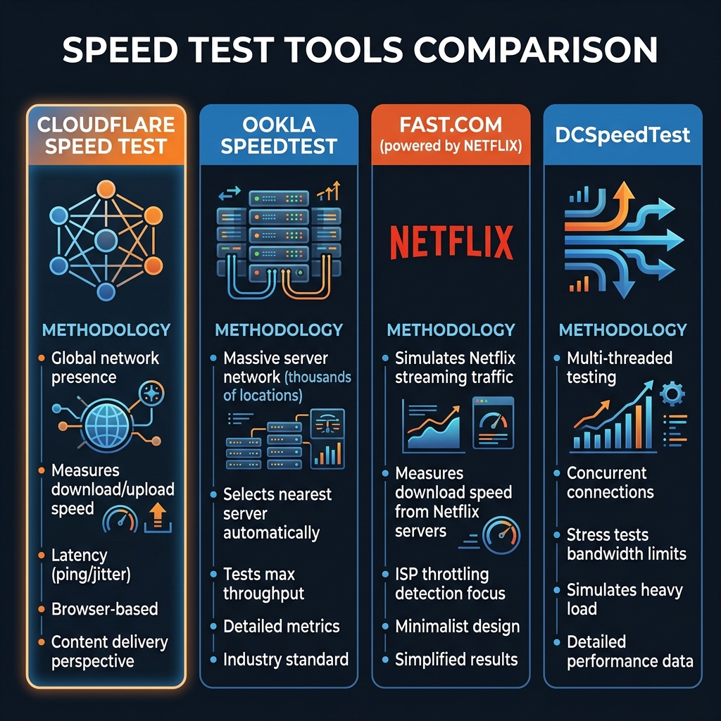 Cloudflare vs DCSpeedTest vs Ookla: Most Accurate?