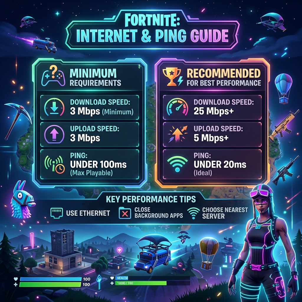 Fortnite Internet Speed Guide 2026: Minimum, Recommended & Pro Settings