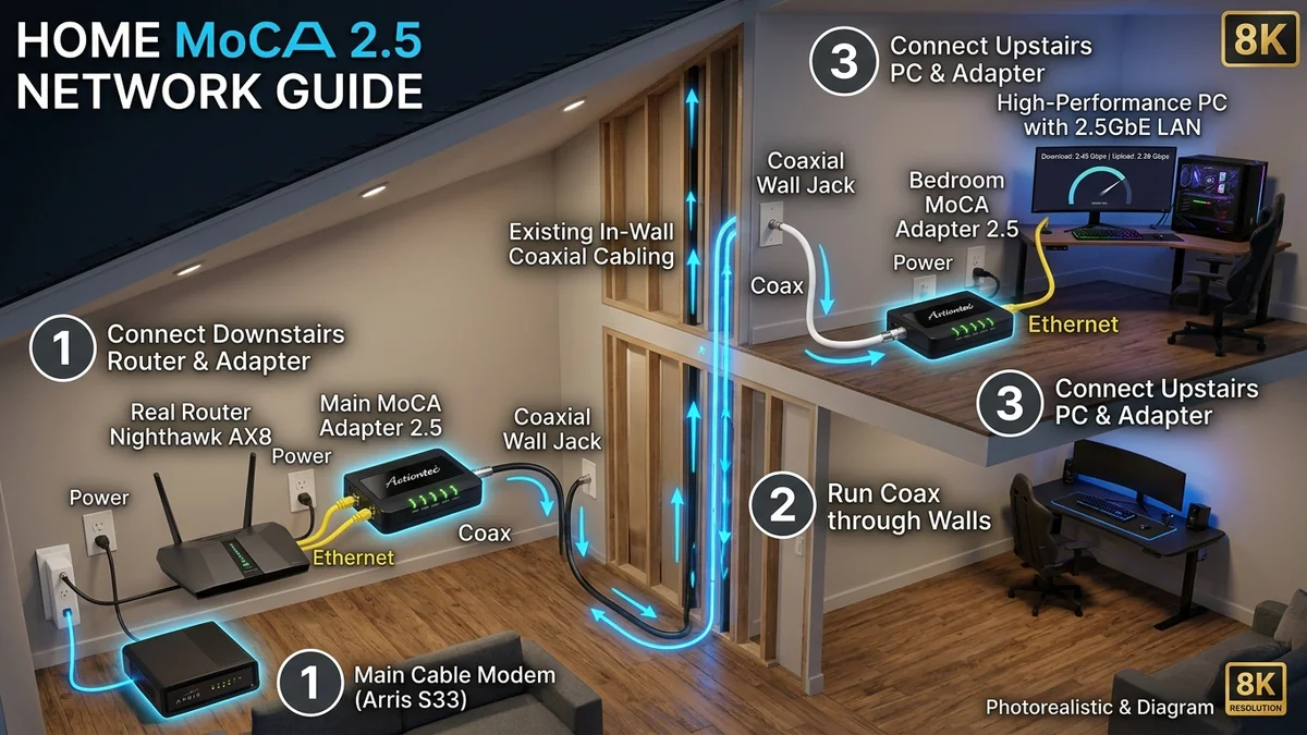 How to Set Up a MoCA 2.5 Network at Home (Complete Coax to 2.5Gbps Guide)