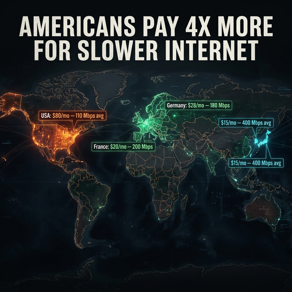 Americans Pay 4x More for Slower Internet Than 23 Countries