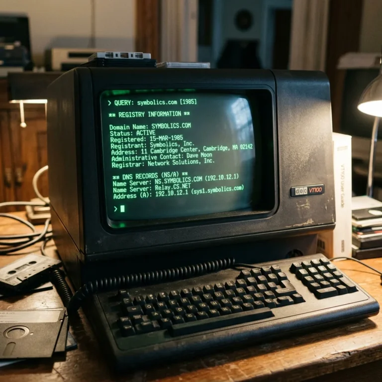 history of first domain symbolics dot com