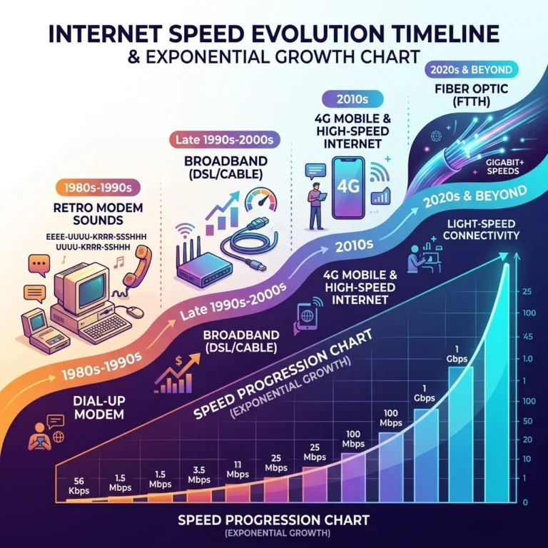 history of internet speeds dialup to fiber